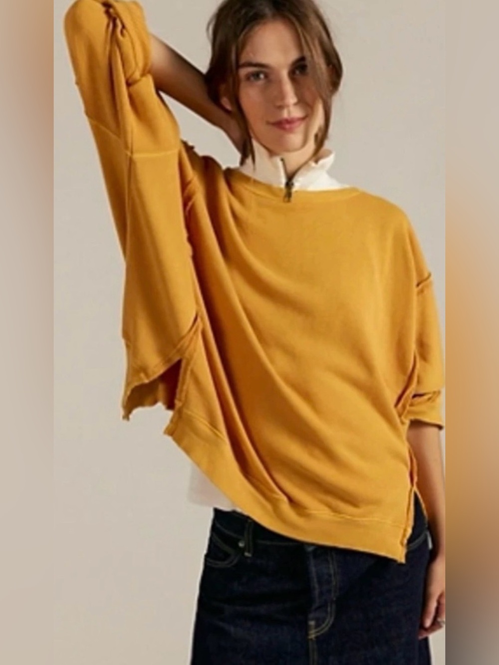 Free People We The Free Camden Sweatshirt. NWT. Golden yellow